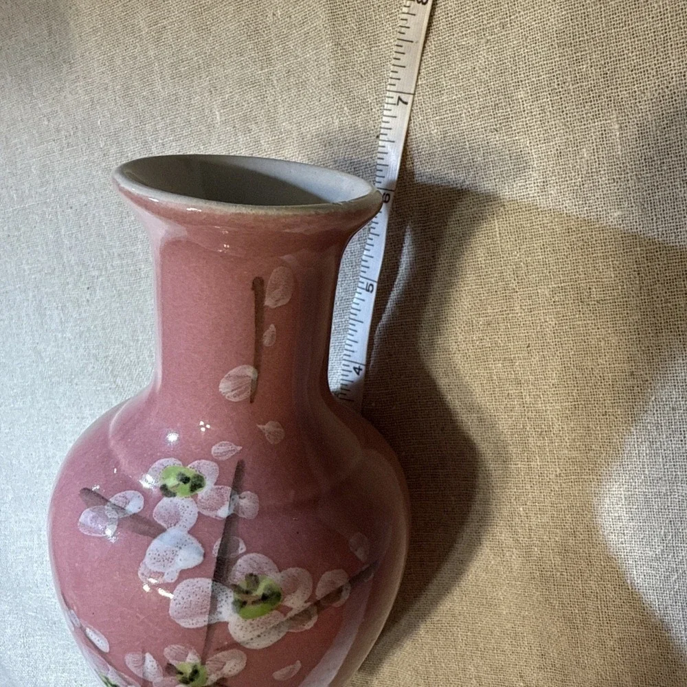Vintage Vase Japanese‎ Cherry Blossom Hand painted Pink Bud Flower Vase 6